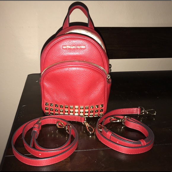 michael kors red mini backpack